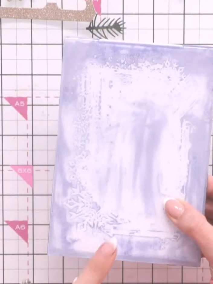 Inked and Embossed Snowflake Frame Background Card - the finished project