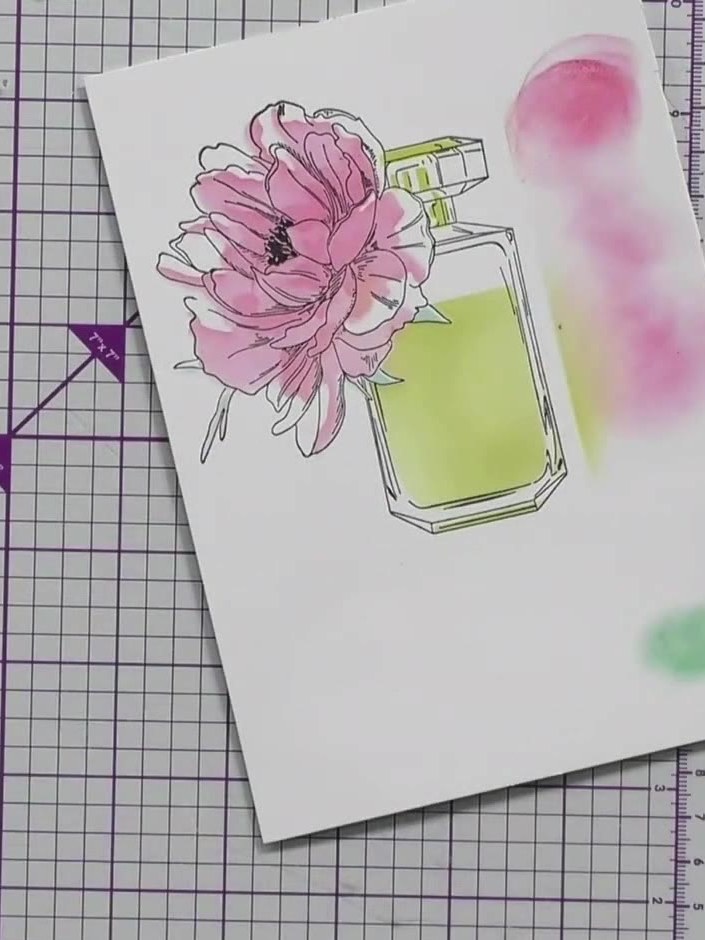 Quattro Perfume Bottle 3D Embellished Card - the finished project