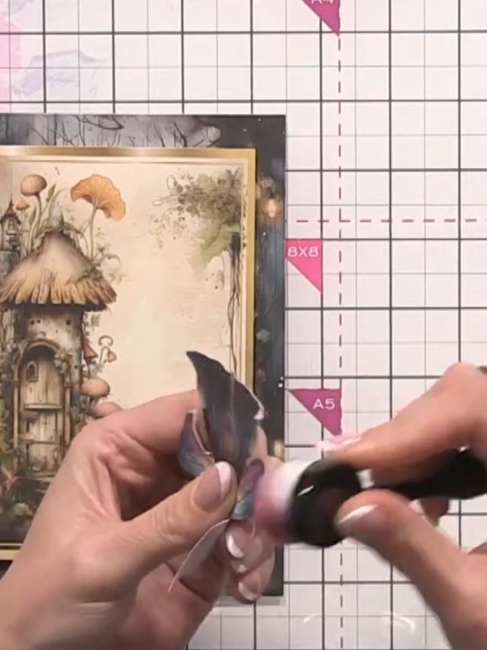 Step 6: Use a blending brush with dark colour to soften any harsh white edges on the sides of the mushroom topper. Gen