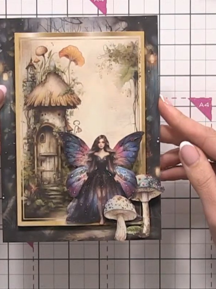 Whimsical Fairy Card with Mushrooms - the finished project