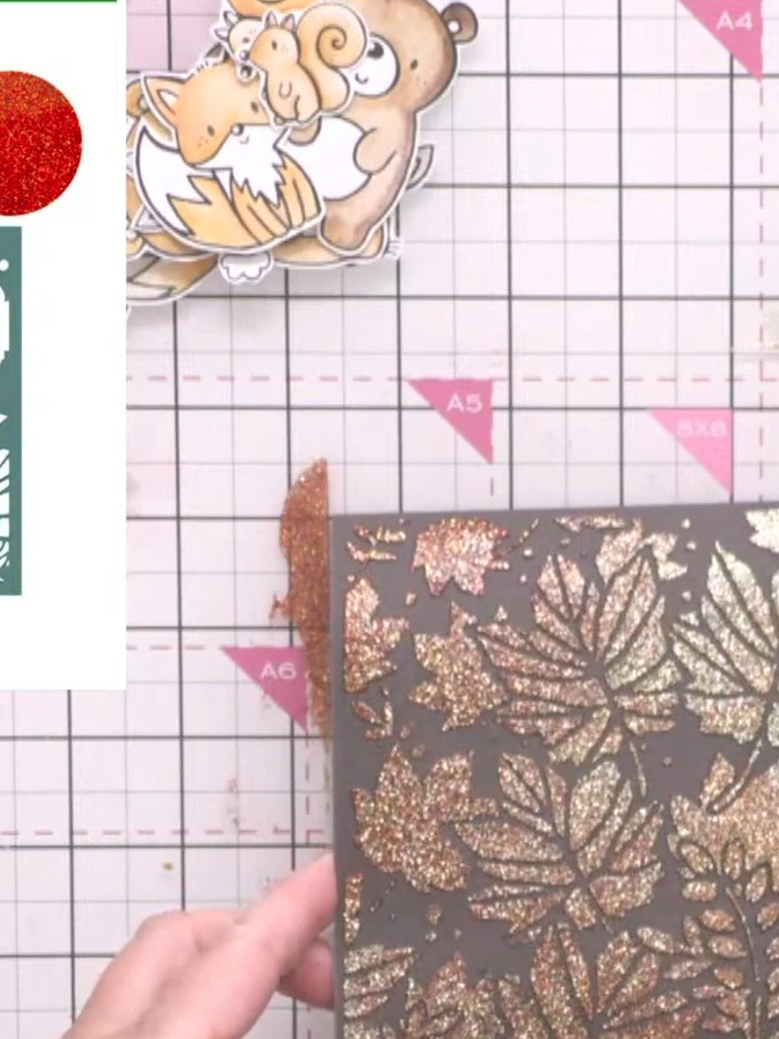 Step 6: Allow the stencilled card to dry completely before using it as a background or cutting it into shapes for your
