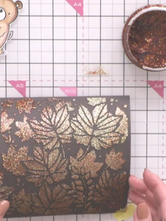 Mixed Stella Paste Stencilled Background Card - the finished project