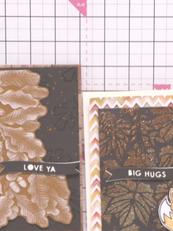 Step 6: Layer the sentiment die cut onto a cream card underlay for contrast and dimension. Position the layered sentim