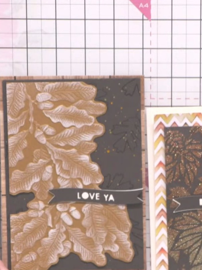 Embossed Acorn Leaf Card with Sentiment Banner - the finished project