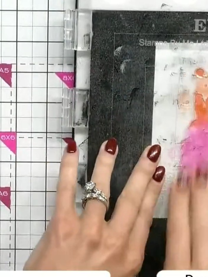 Step 1: Position your white card blank on the stamping mat, placing it slightly to one side to allow space for stampin