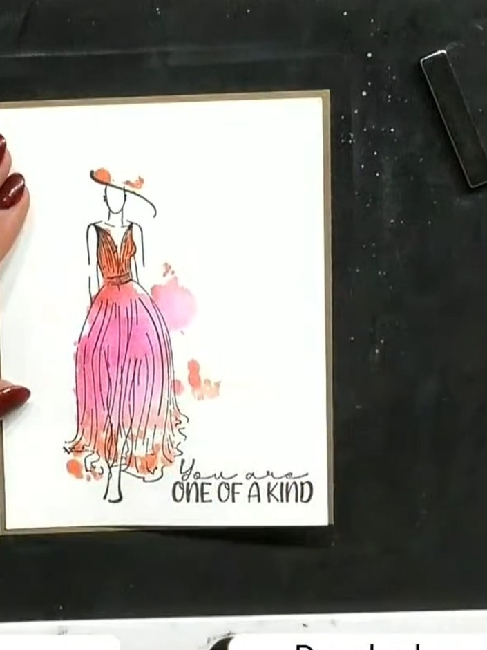 Watercolour Effect Lamination Gown Card - the finished project