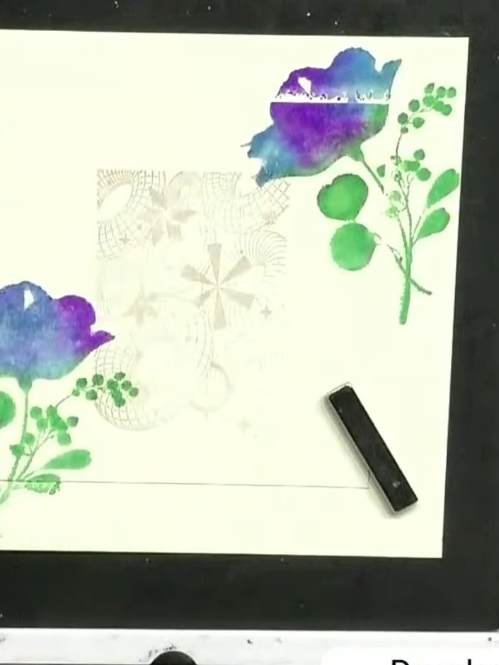 Step 12: Adhere the stamped floral piece onto a piece of coloured card stock using craft adhesive to create dimension a