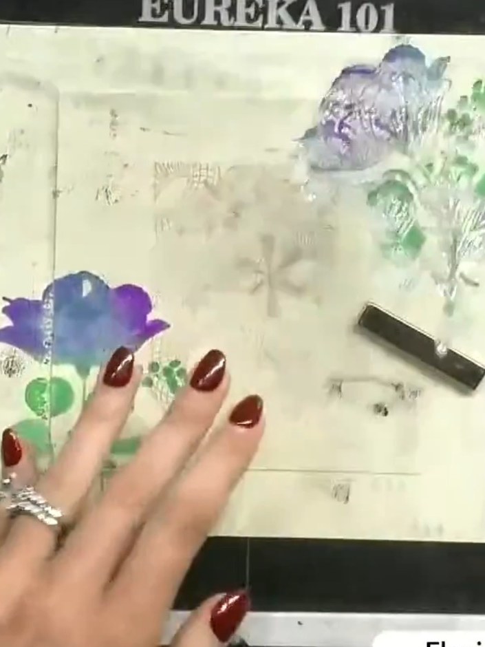 Step 13: Mount the completed stamped and coloured panel onto your card base, ensuring the design is carefully aligned a