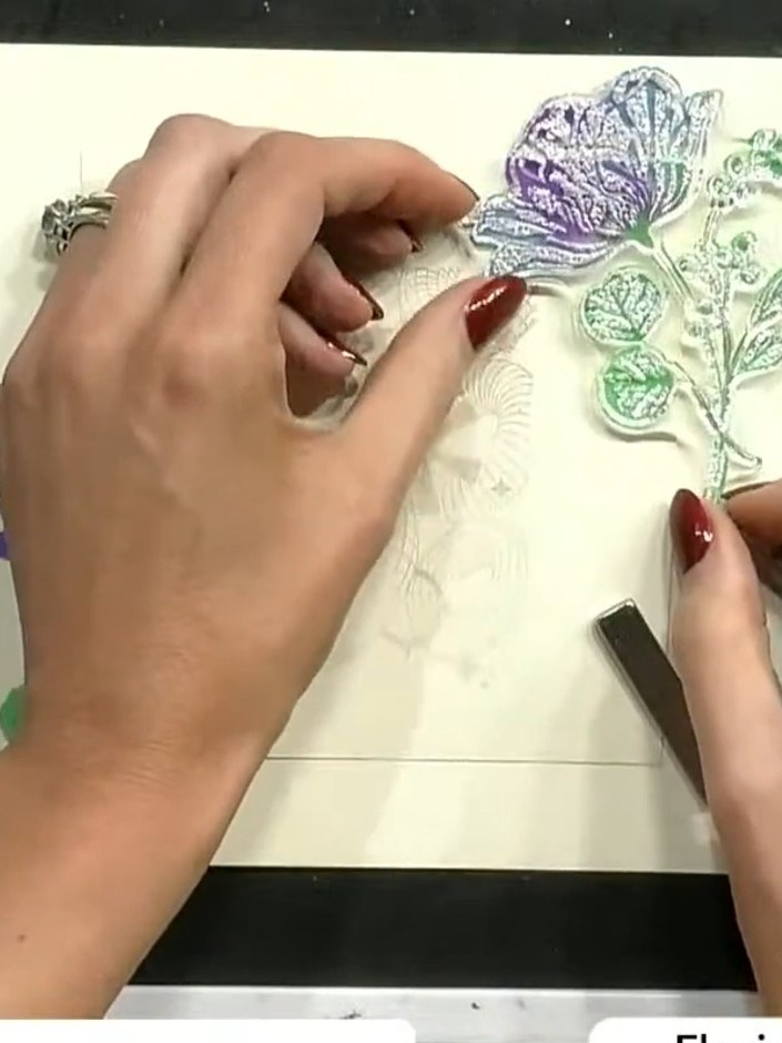 Step 14: Add a sentiment stamp to the card to complete your design. Position it in a suitable space amongst the stamped
