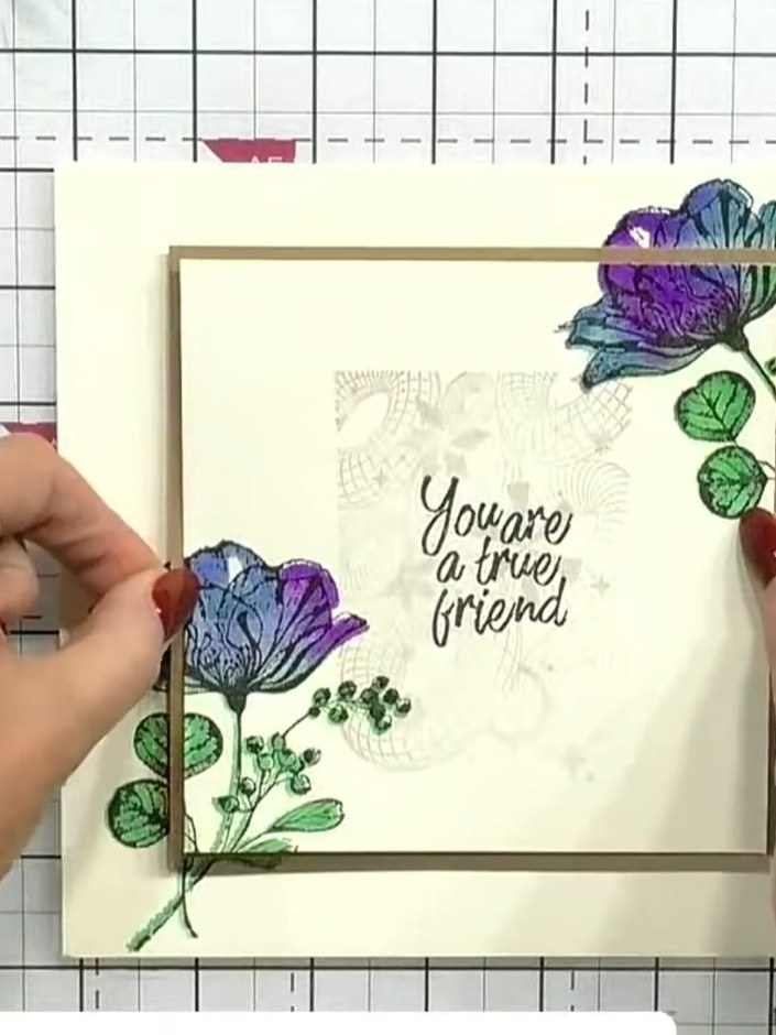 Spotlight Stamped Floral Card with Layered Tile Background - the finished project