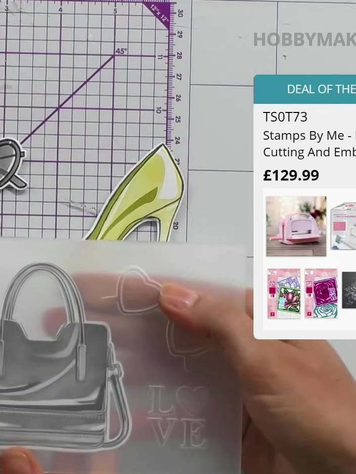 Step 7: Place the handbag die cut into the embossing folder, ensuring it is properly aligned. Run the folder with the 