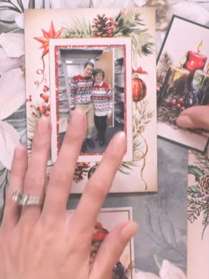 Step 5: Arrange your topper elements around the page to decide on placement before adhering. Position the decorative r