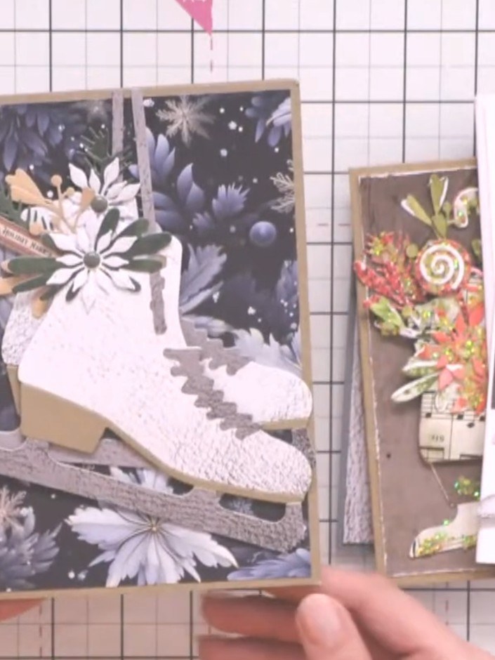 Step 5: Die-cut the foliage elements including ferns, berries, buds and snowflakes from the coordinating coloured pape