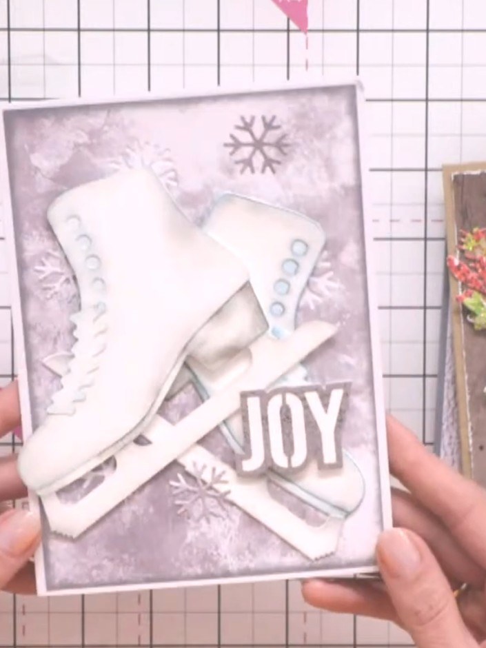 Step 7: Add the laces die-cut to the front of the boot for detail. Position the decorative lace element across the boo