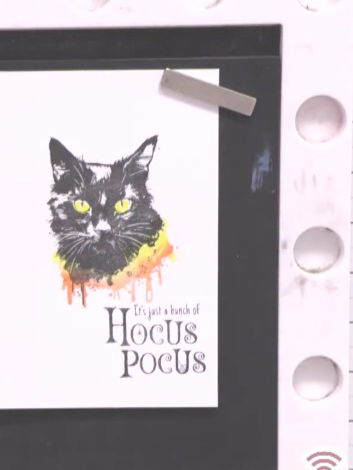 Black Cat Card with Coloured Eyes - the finished project