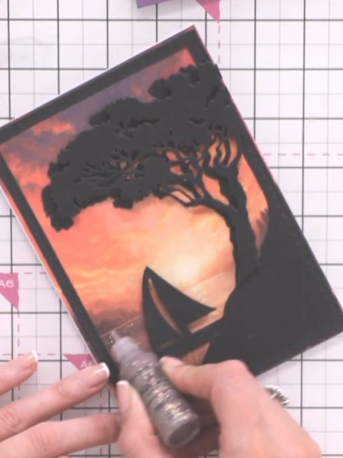 Step 10: Add a sentiment stamp from the To the Moon and Back set using black ink to complete your card.
