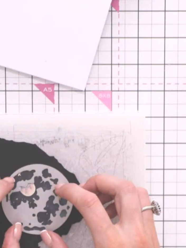 Step 4: Cut the birds die from the Moonlit Skies die set using black cardstock or ombre paper. The die will cut throug