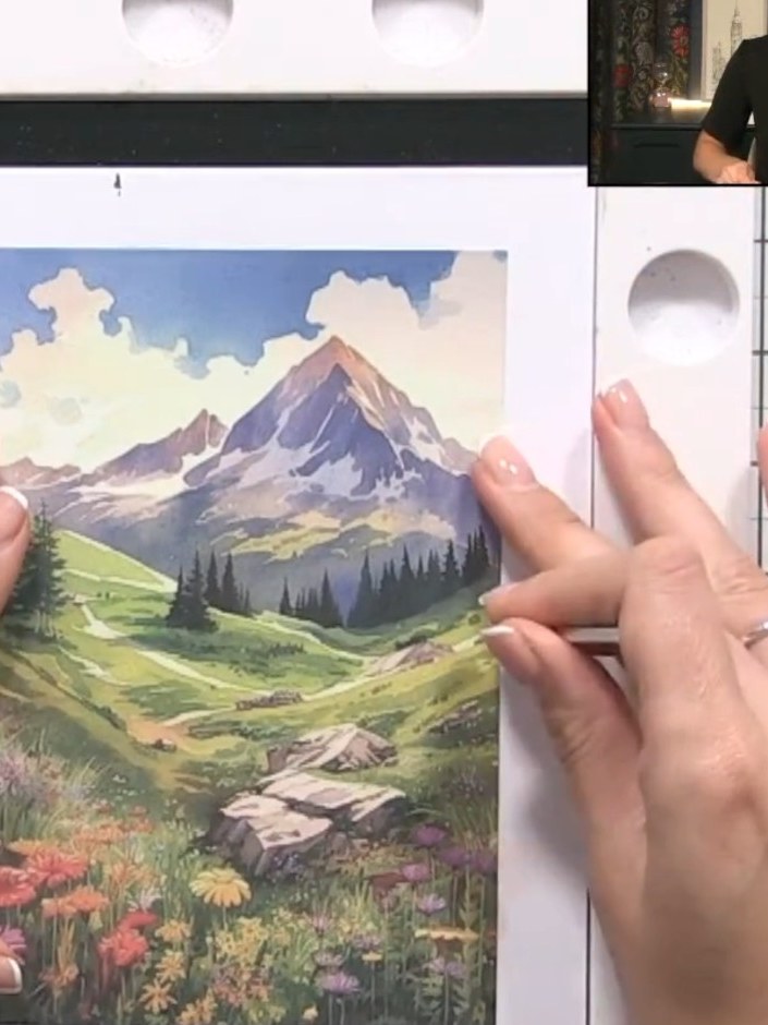 Step 1: Select a piece of patterned paper from the Wildflower Sunset collection to use as your card base. The paper sh