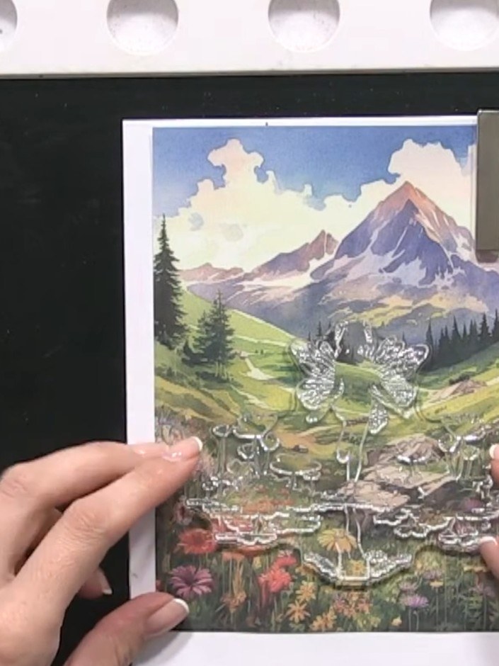 Step 2: Ink up the fairy reflection stamp with black ink. Condition the stamp first by making several practice stamps 