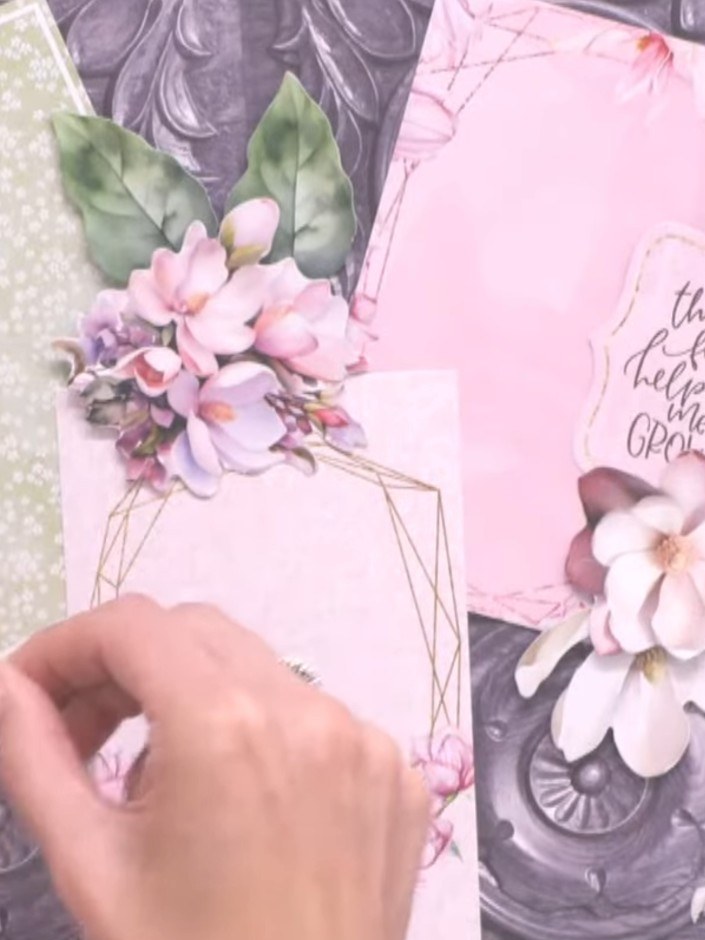 Step 7: Once you are satisfied with the arrangement of all the floral elements, leaves, and embellishments on your scr