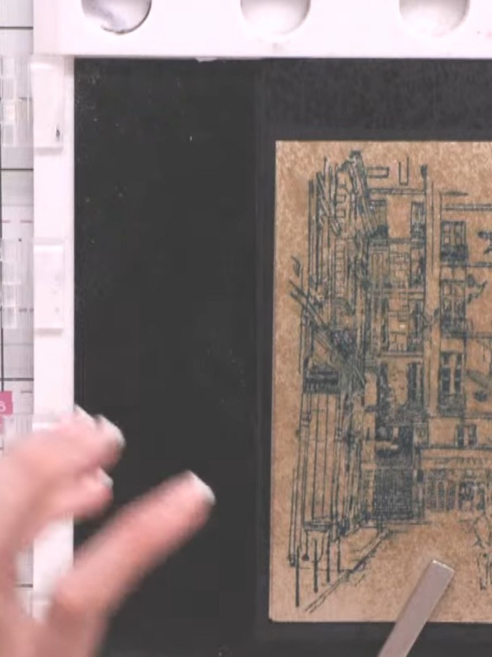 Step 4: Re-stamp the same image using black ink, carefully aligning it over the bleached original stamp impression on 