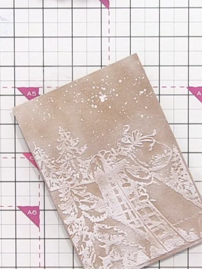 Santa Up the Ladder Embossed Card with White and Coloured Details - the finished project