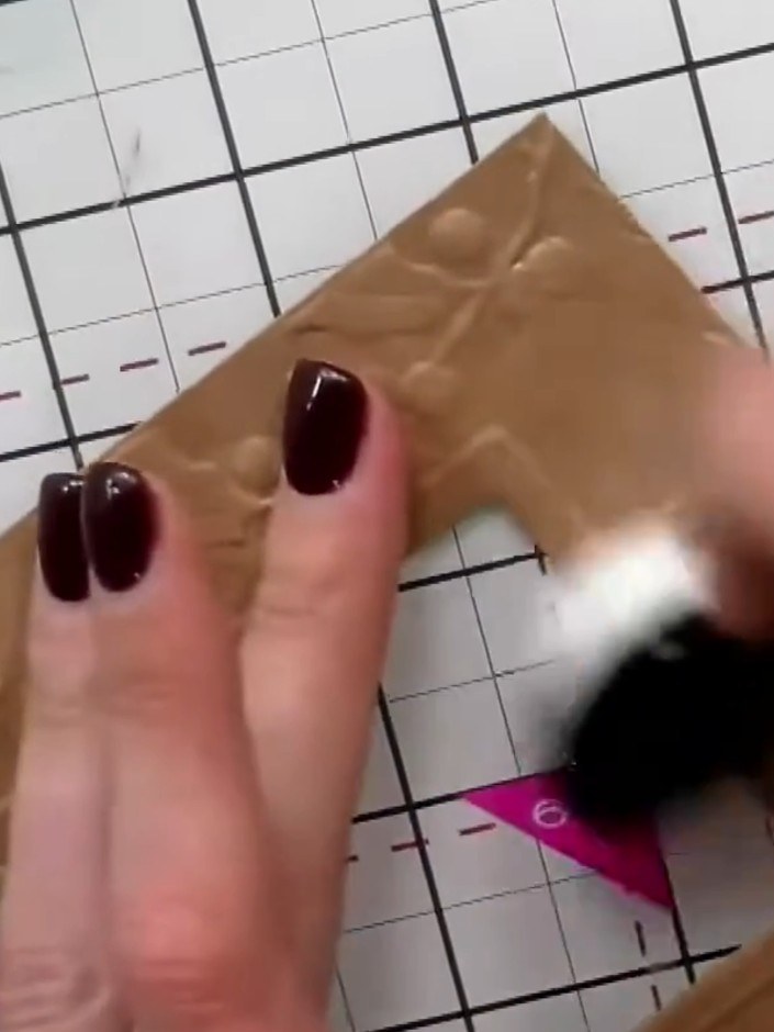 Step 2: Using a brush, dust the entire embossed surface with white ink to create a ghostlike background effect over th