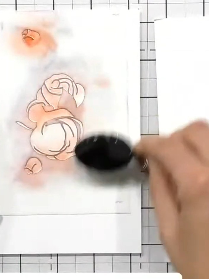 Step 5: Continue building up the rose design by applying stencils three, four and five in sequence. Use a different co