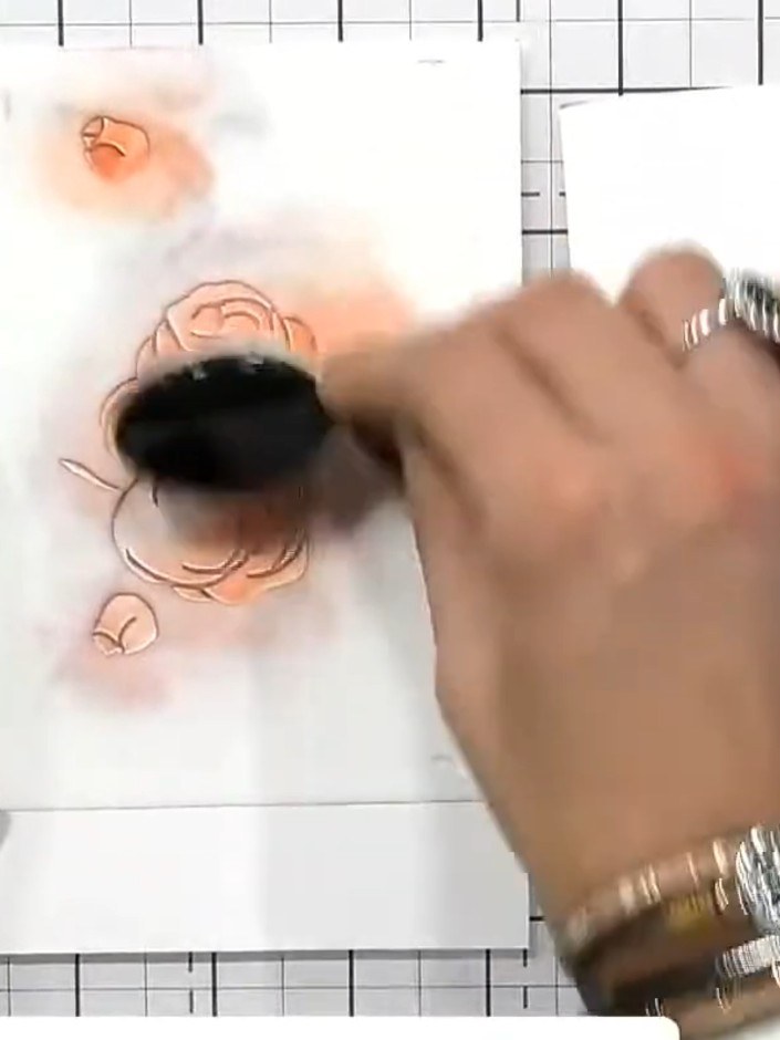 Step 6: If you've lost definition of your rose shape, return to stencil one and re-apply the original ink colour to re