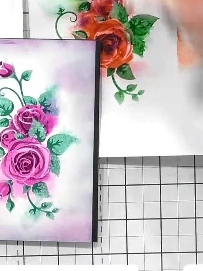 Layered 3D Rose Card with Stencil System - the finished project