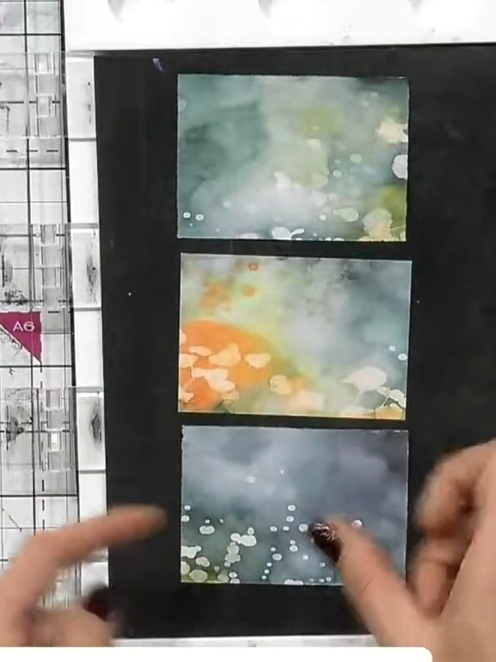 Step 4: Position the stamp higher on your second panel and stamp only the top portion to create a different tree forma