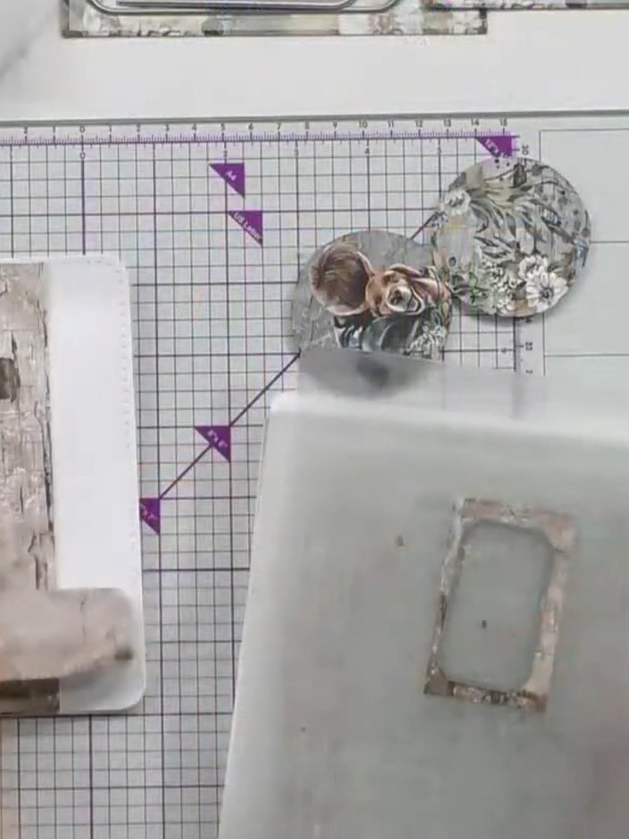 Step 8: Layer the stamped circle on top of the inked circle using foam pads or card scraps for dimension. Adhere the l