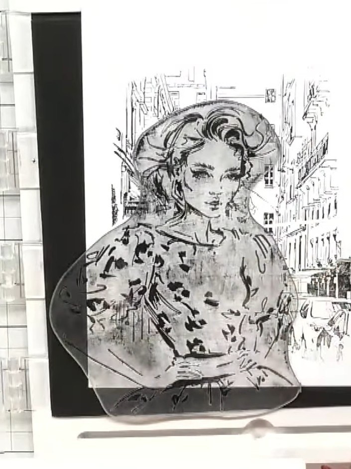 Step 10: Mount the finished street scene onto a black card base using a tape runner or glue, ensuring the stamped image