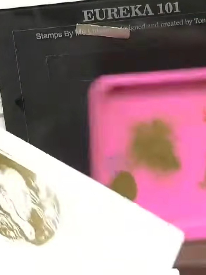 Step 5: Stamp the Message in a Bottle turtle image onto white card stock using clear embossing ink.