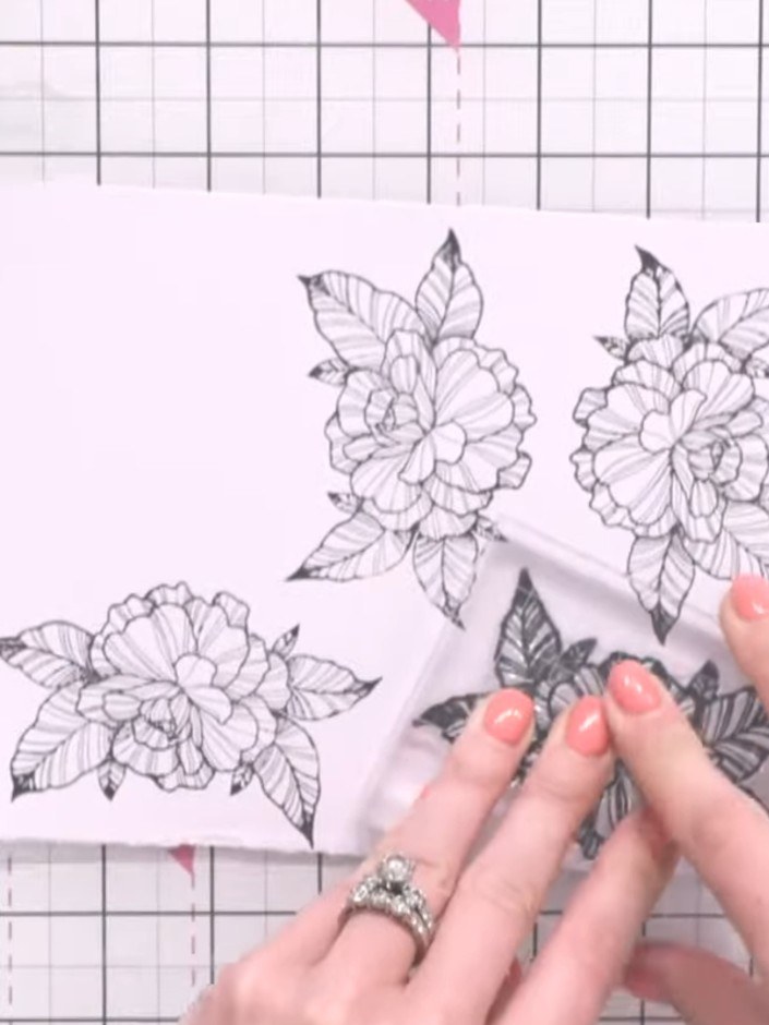 Step 2: Die-cut all four stamped flowers using your die-cutting machine. Carefully remove the die-cut flowers from the