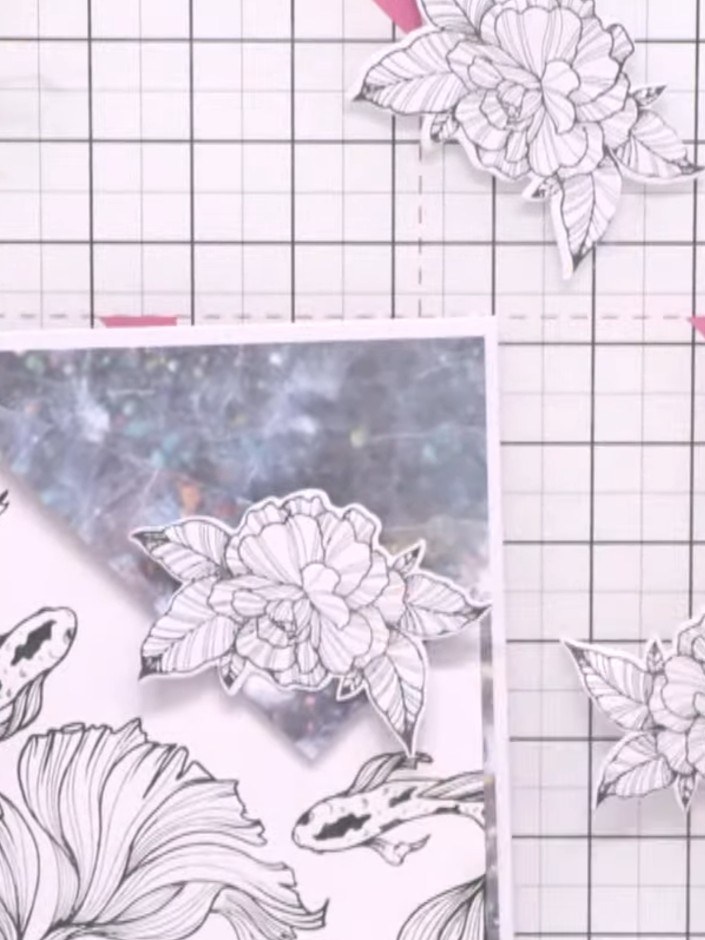 Step 7: Trim the die-cut flowers, removing any excess leaves and white edges to create neat 3D flower shapes ready for