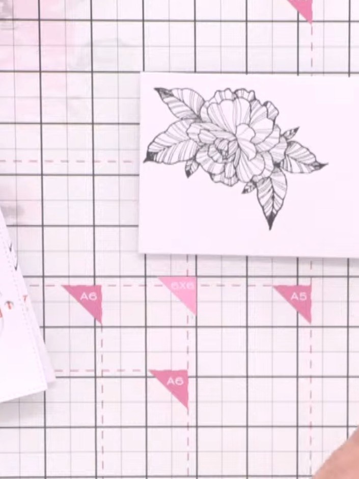 Step 10: Stamp the floral image twice onto white card stock using black ink.