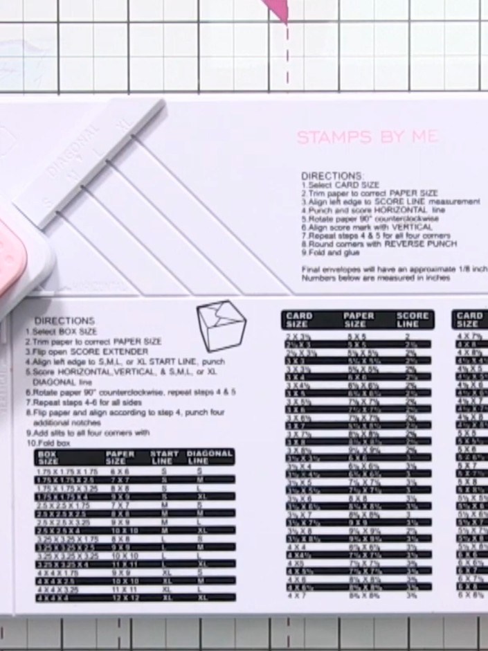 Step 1: Using the envelope size chart on the Stamps By Me Box and Envelope Maker, locate the measurements for a 5x7 ca