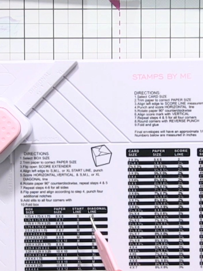 Step 1: Gather a 12 by 12 inch piece of paper and locate the Stamps By Me box and envelope maker tool with its instruc