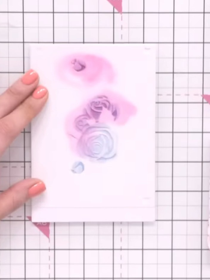 Step 8: Once all stencil layers are complete and dry, use the coordinating die to cut out your finished rose design fr