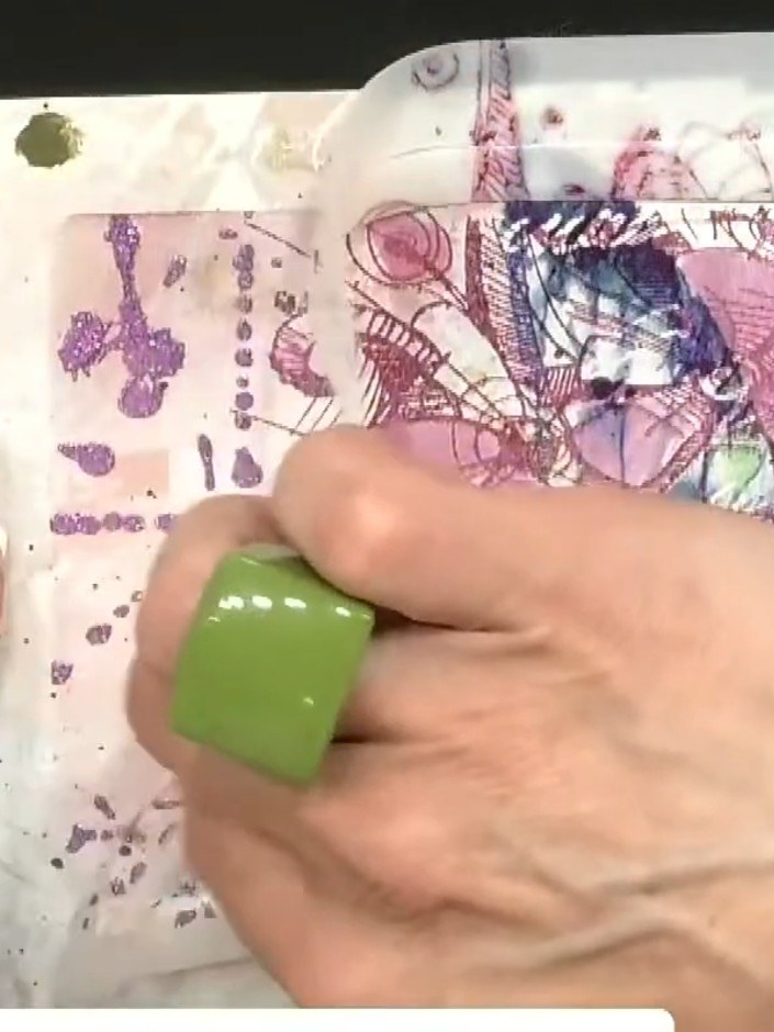 Step 5: Use a blending tool or sponge to gently blend the watercolour washes together on the background. Work the colo