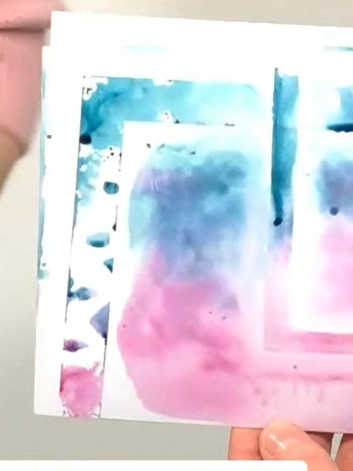 Splatter Stencil Ink Blending with Water - the finished project