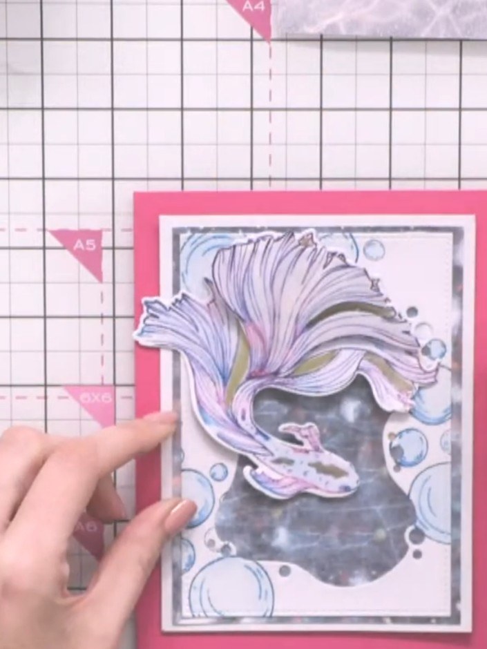 Dimensional Fish Card with Watercolour Technique - the finished project