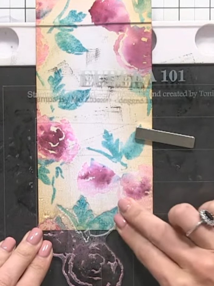 Step 10: Clean the stamp thoroughly to remove the coloured ink. Once clean and dry, ink up the detail portion of the st
