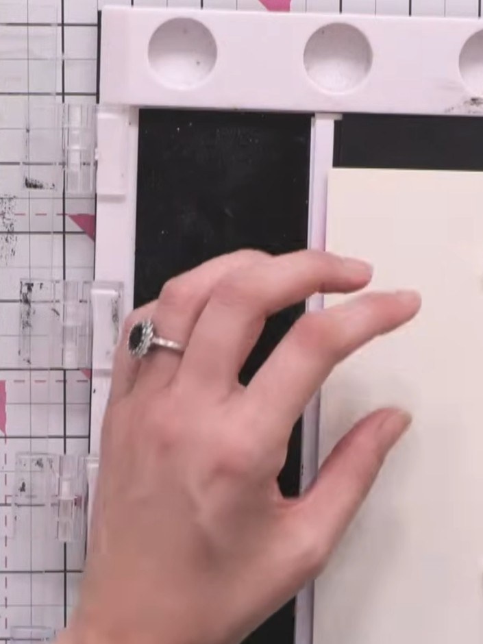 Step 10: Apply gold WOW embossing powder to the stamped sentiment. Heat set the embossing powder with a heat gun until 