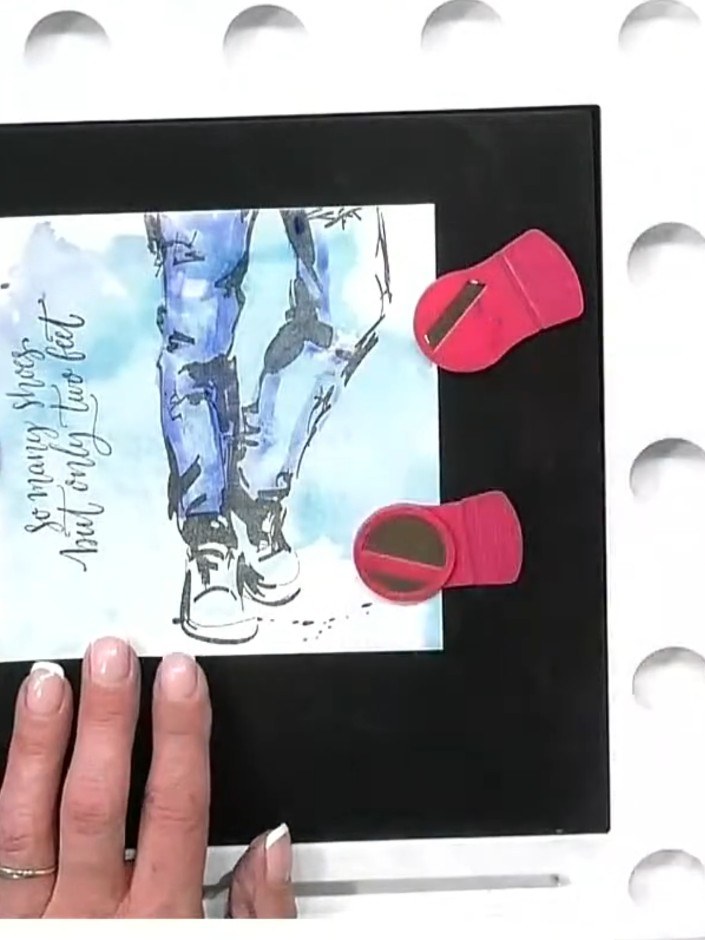 Step 6: Once the watercolour is completely dry, mount your finished artwork onto a black card mat and then onto your c
