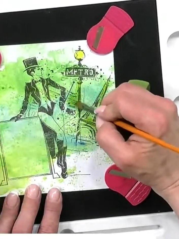 Step 5: Add your chosen sentiment or announcement text into the decorative panel on the card using a black pen. Positi