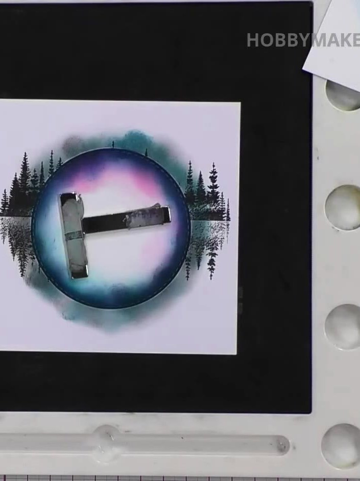 Step 6: Apply lighter blue ink to the inside area of the circle to create the moon effect, leaving some areas lighter 