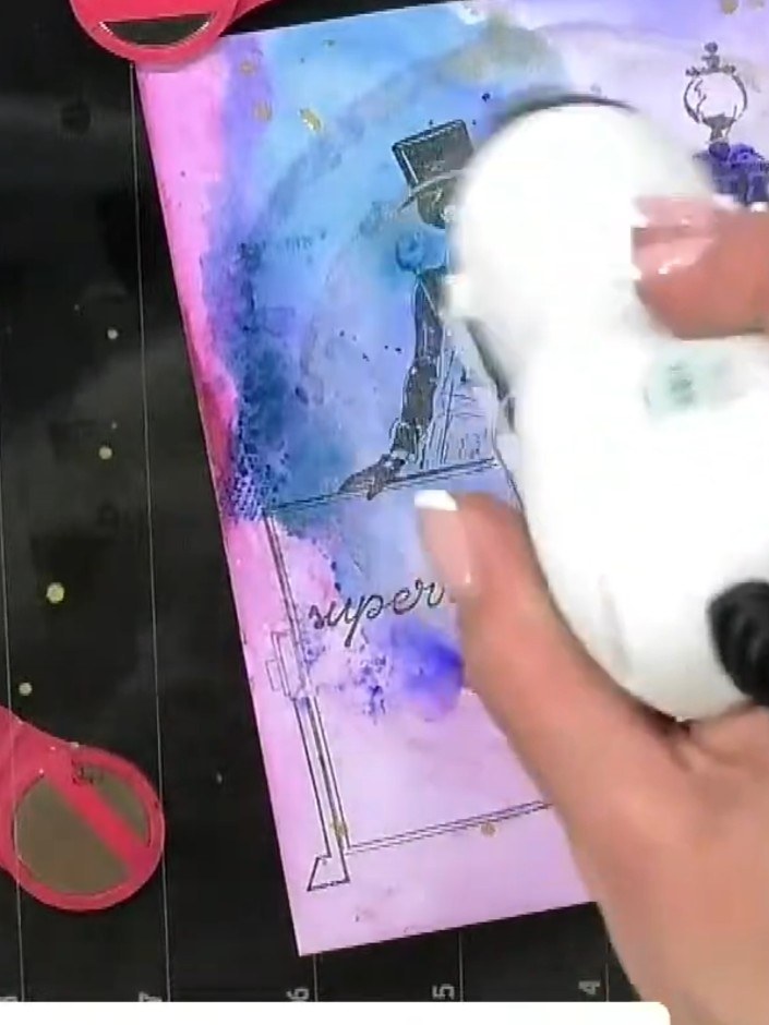 Step 8: Allow the watercoloured piece to dry completely. Once dry, carefully flip the card over to work on the reverse