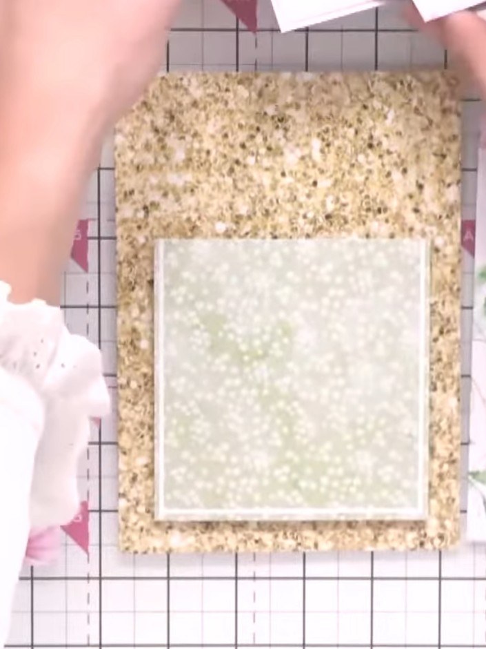 Step 4: Position the decorative topper centrally on your cork textured card blank. Press firmly to secure the topper i